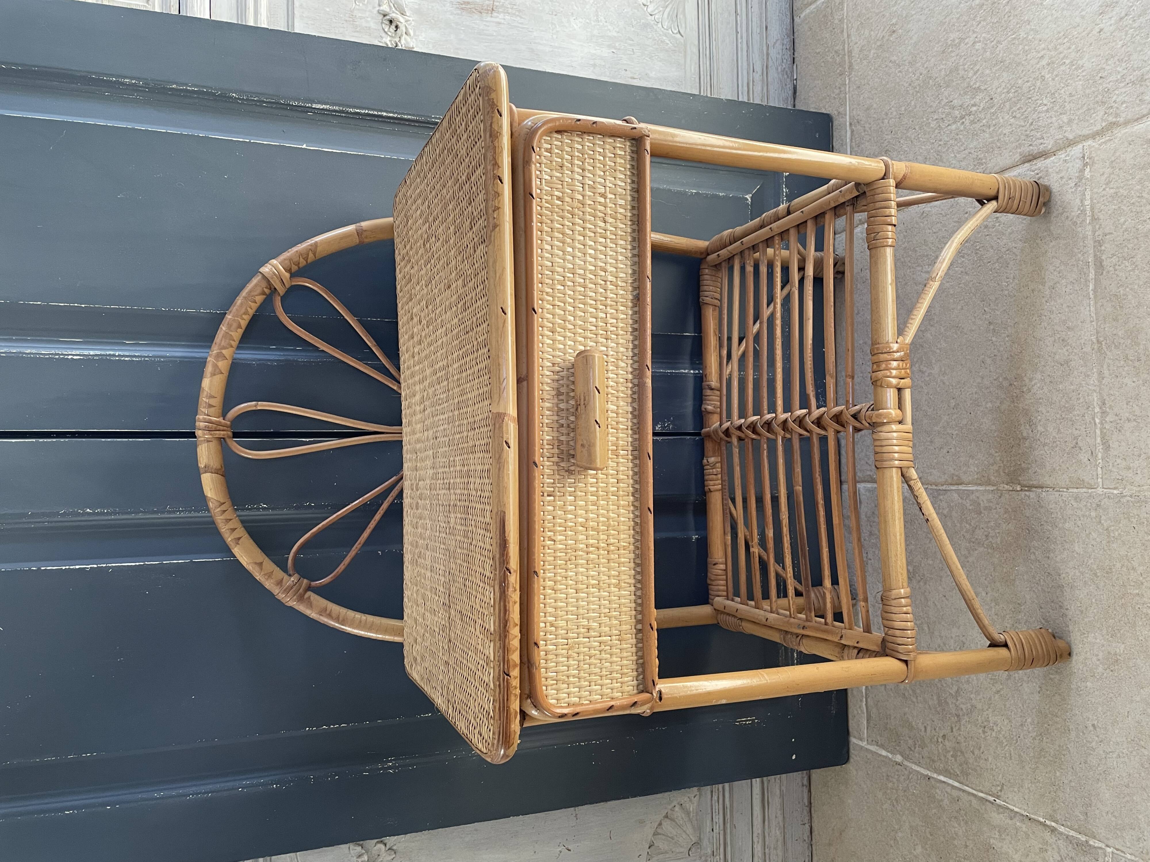 Pair of rattan bedside tables