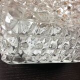 Square ceiling lamp structured glass / vintage 60s-70s