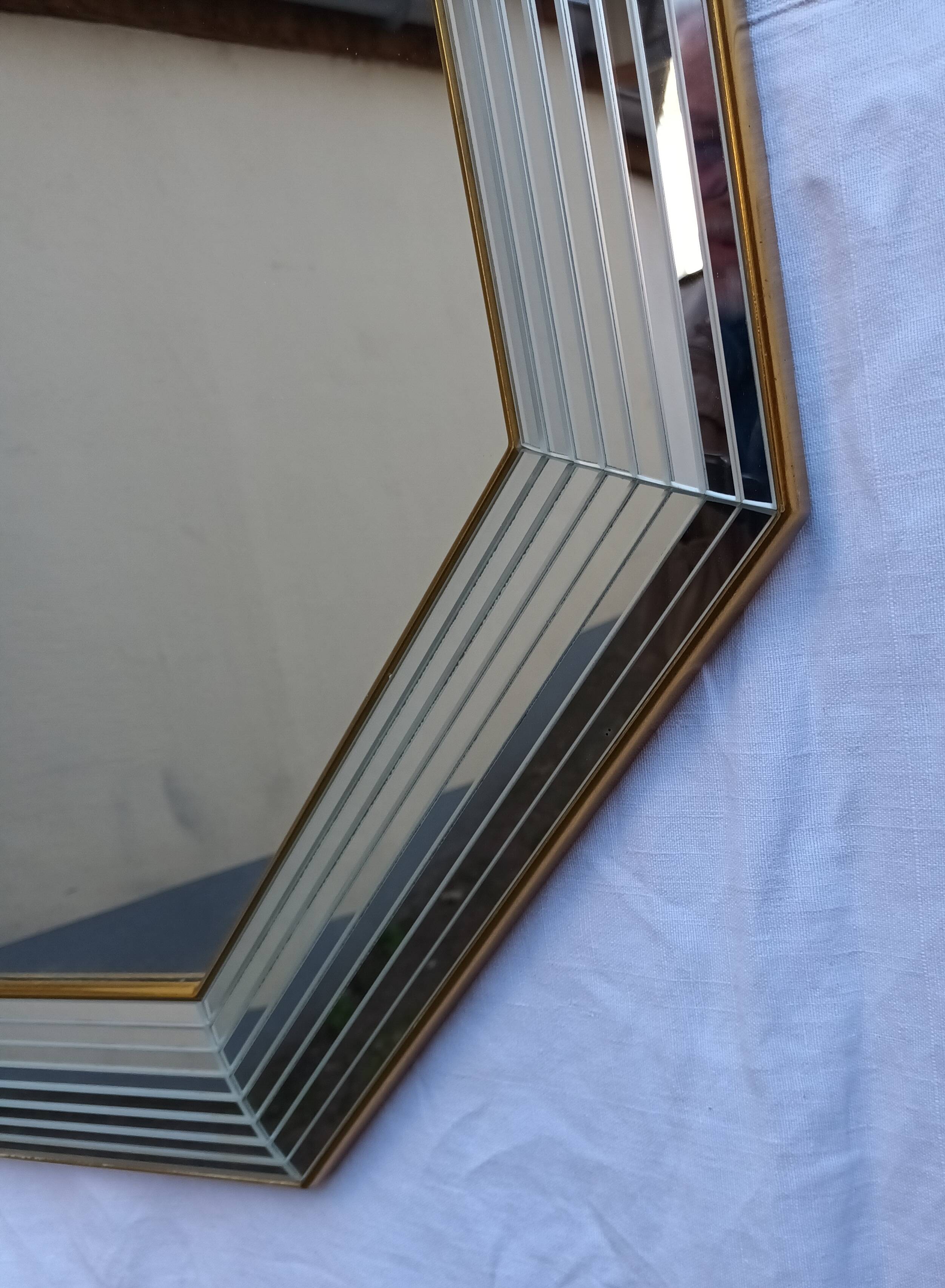 Belgian octagonal mirror "Deknudt Mirror" from the 80s