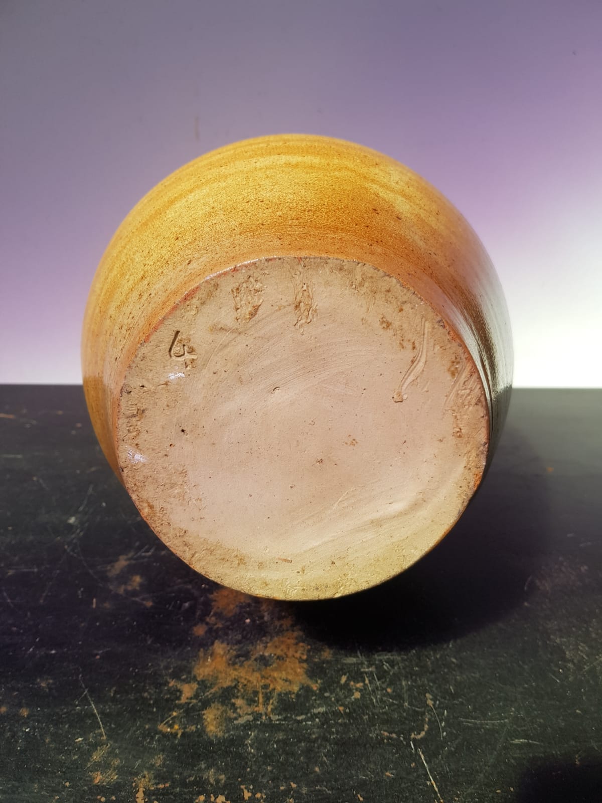 Vase Old Sandstone Brown Beige Décor Chisled Col Corolla Deco Vintage