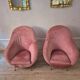 An elegant pair of armchairs with brass legs, Italy from the mid-20th century.