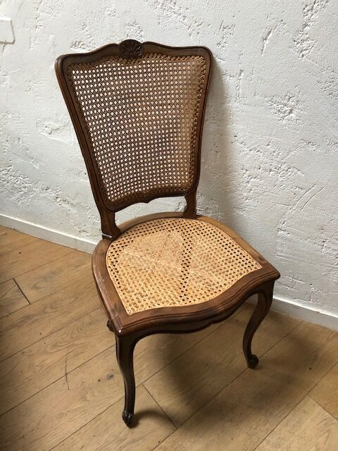 Old wooden chair and caning