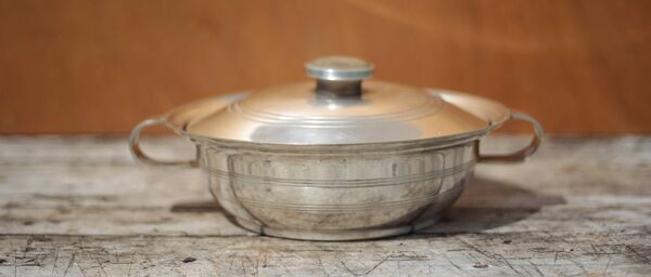 Plat métal argenté poinçon frères Saglier, légumier métal argenté, art déco