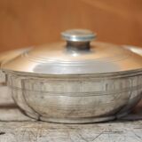 Silver-plated metal dish, Saglier brothers hallmark, silver-plated metal vegetable dish, art deco