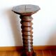 Screw press stool in carved wood