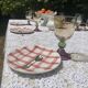 Moulin des Loups plates, "Torchon" checkered pink pattern, 1950s-60s.
