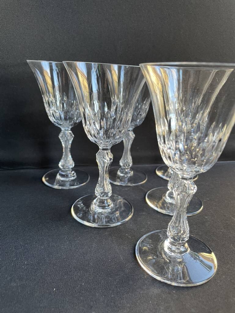 6 Saint Louis wine glasses cut Lozère service stamped