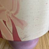 Lampe céramique lilas décor iris et oiseaux