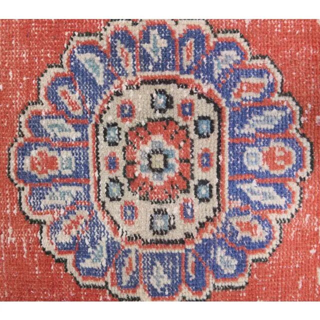 Vintage Turkish handmade wool cotton red runner 65x315