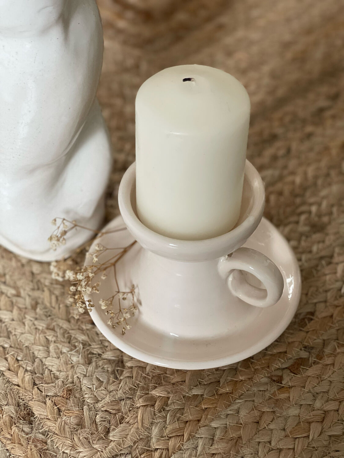 Glazed stoneware candle holder