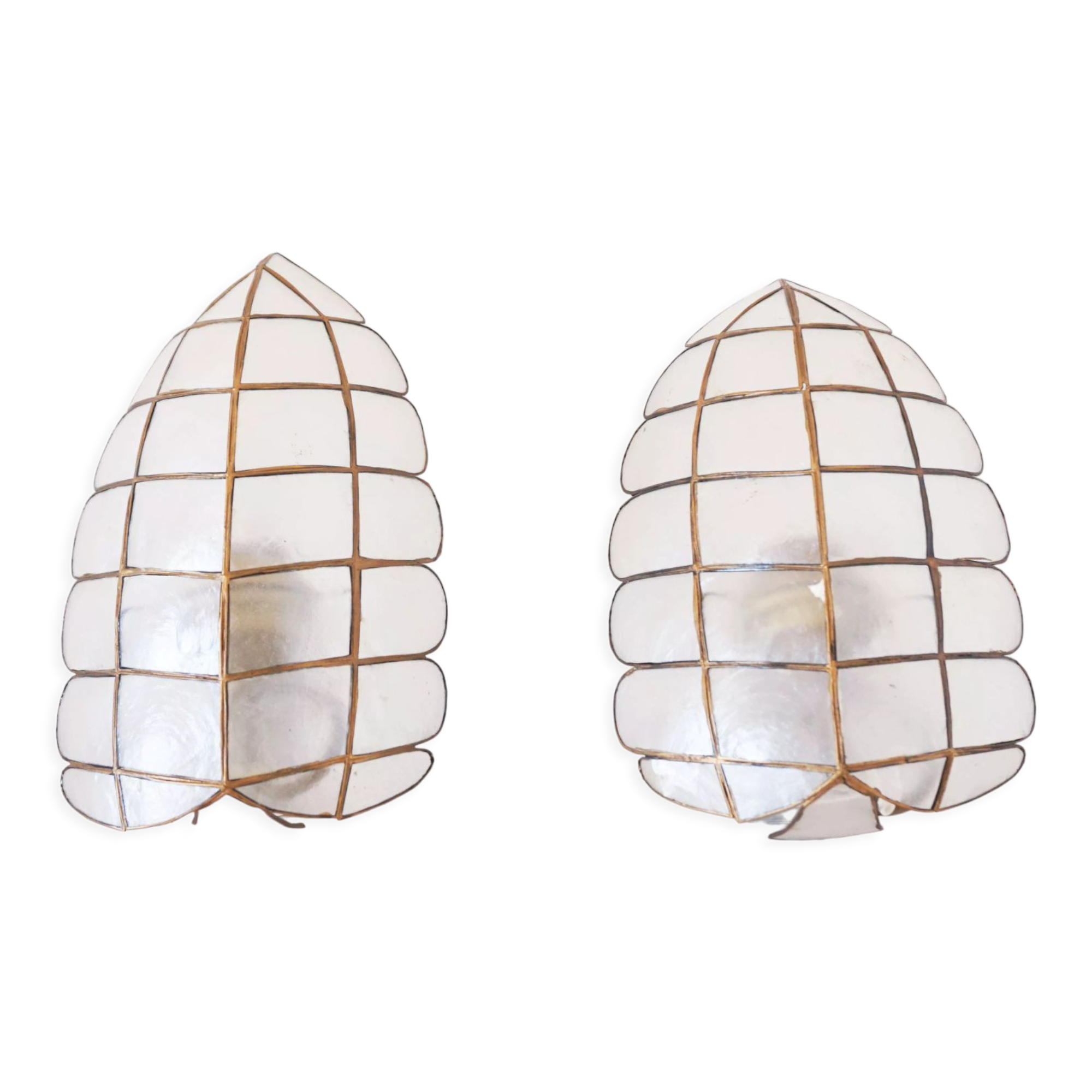 Pair of mother-of-pearl sconces