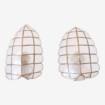 Pair of mother-of-pearl sconces