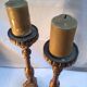 Pair of ancient carved gilded wood candlesticks - 18th century