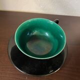 Set of 6 1960s coloured cups st clement faience with their saucers