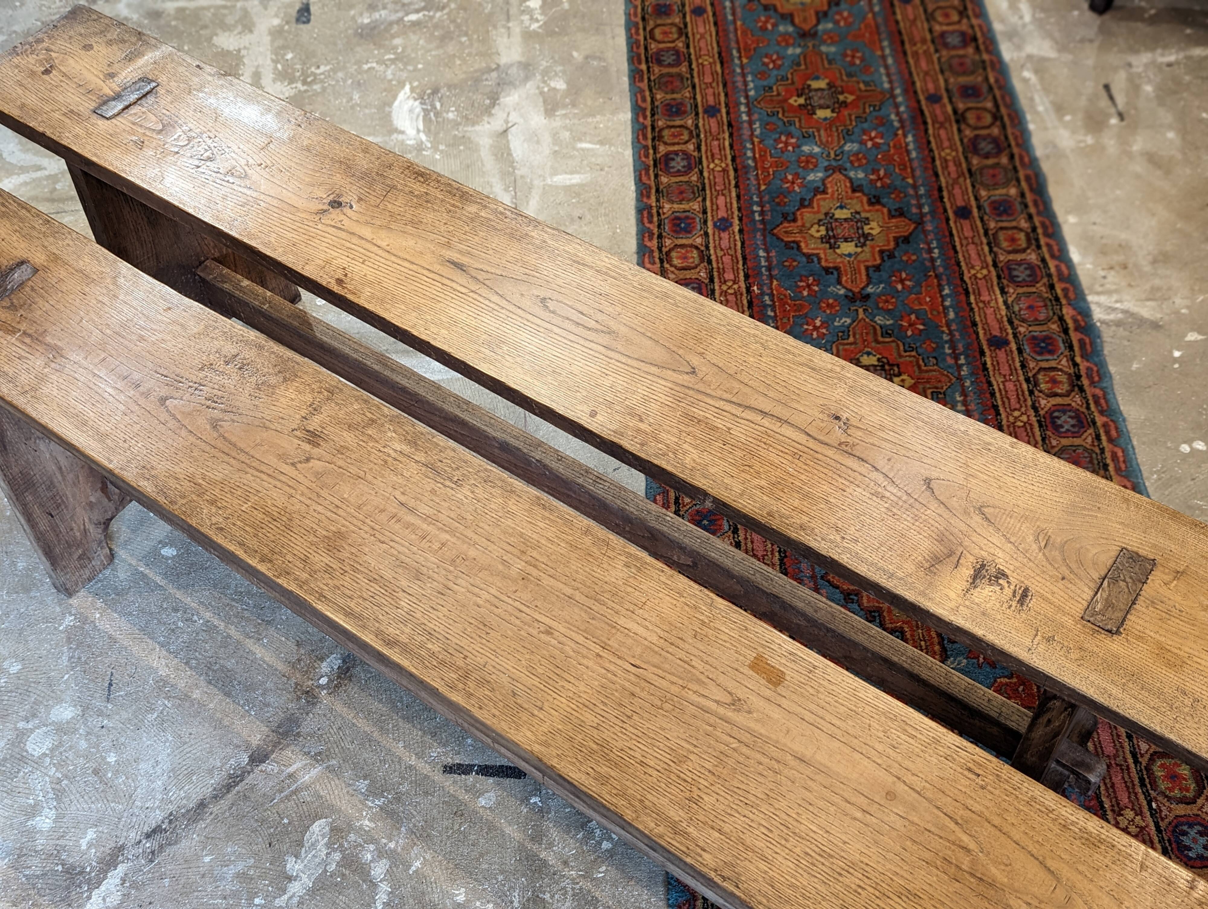 Pair of chestnut benches
