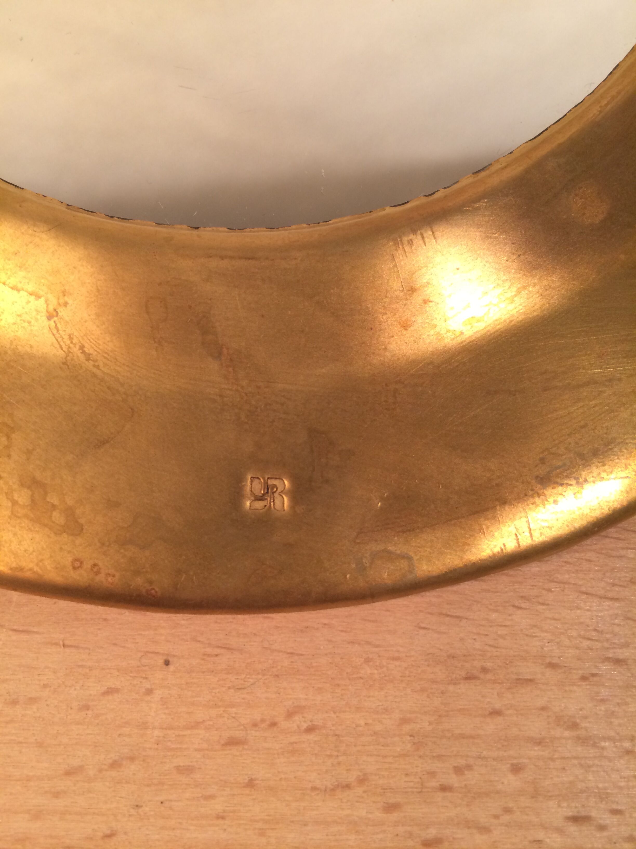 Round mirror strapping brass gilded vintage