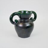 Black and green ceramic vase