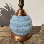 Bedside lamp in clichy glass and blue and white brass