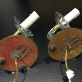 Pair of glass and mirror sconces