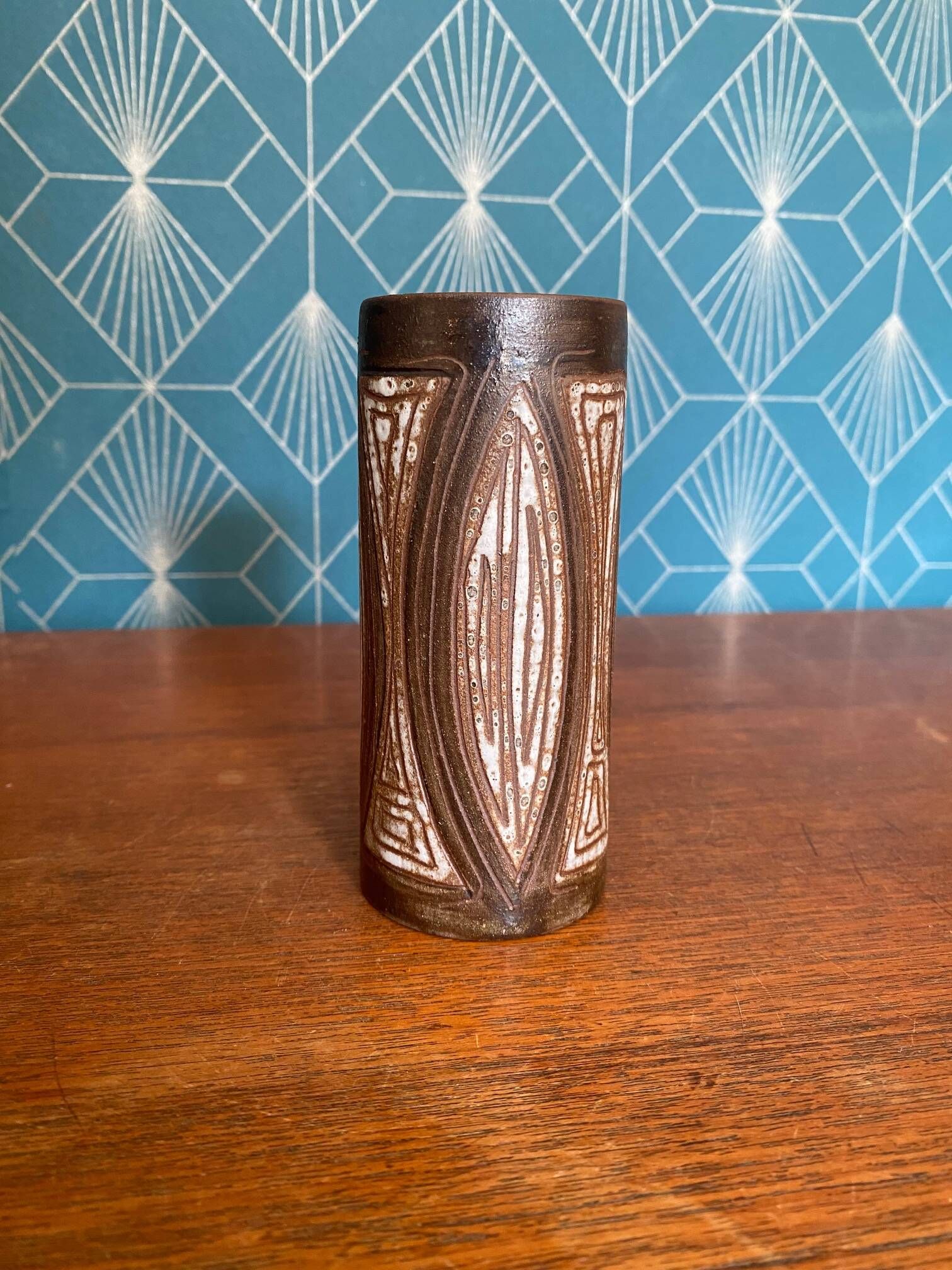 Small soliflore vase in glazed ceramic by Alexandre Kostanda – Vallauris,