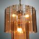 VINTAGE CHANDELIER IN SMOKED GLASS AND BRASS 1970