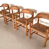 Rainer Daumiller Dining Chairs in Pine and Paper Cord, 1970s