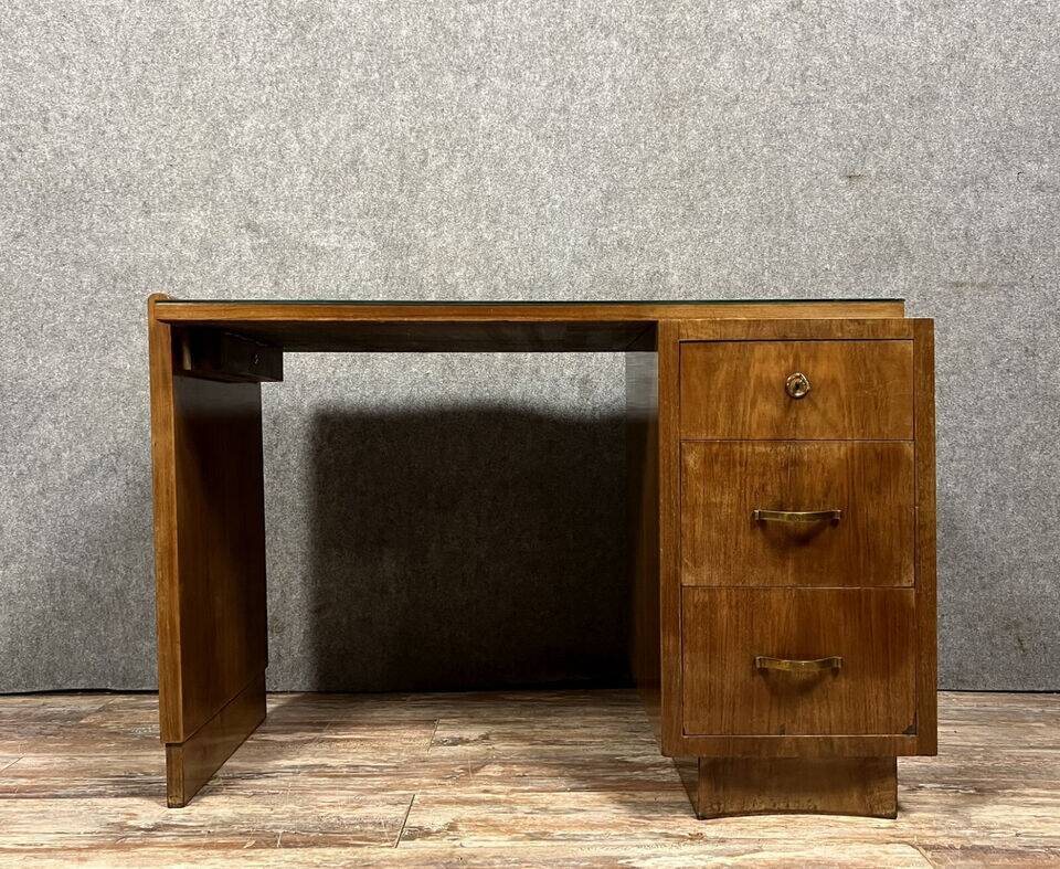 Bureau de centre époque Art Déco en acajou vers 1930