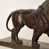 Big German Art Deco Lion Sculpture in Ceramic, Terracotta Copper, 1930