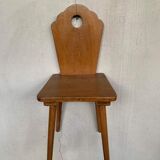 Série de 4 chaises bistrot rustique brutaliste en bois clair