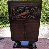 Vintage Art Deco carved bar cabinet