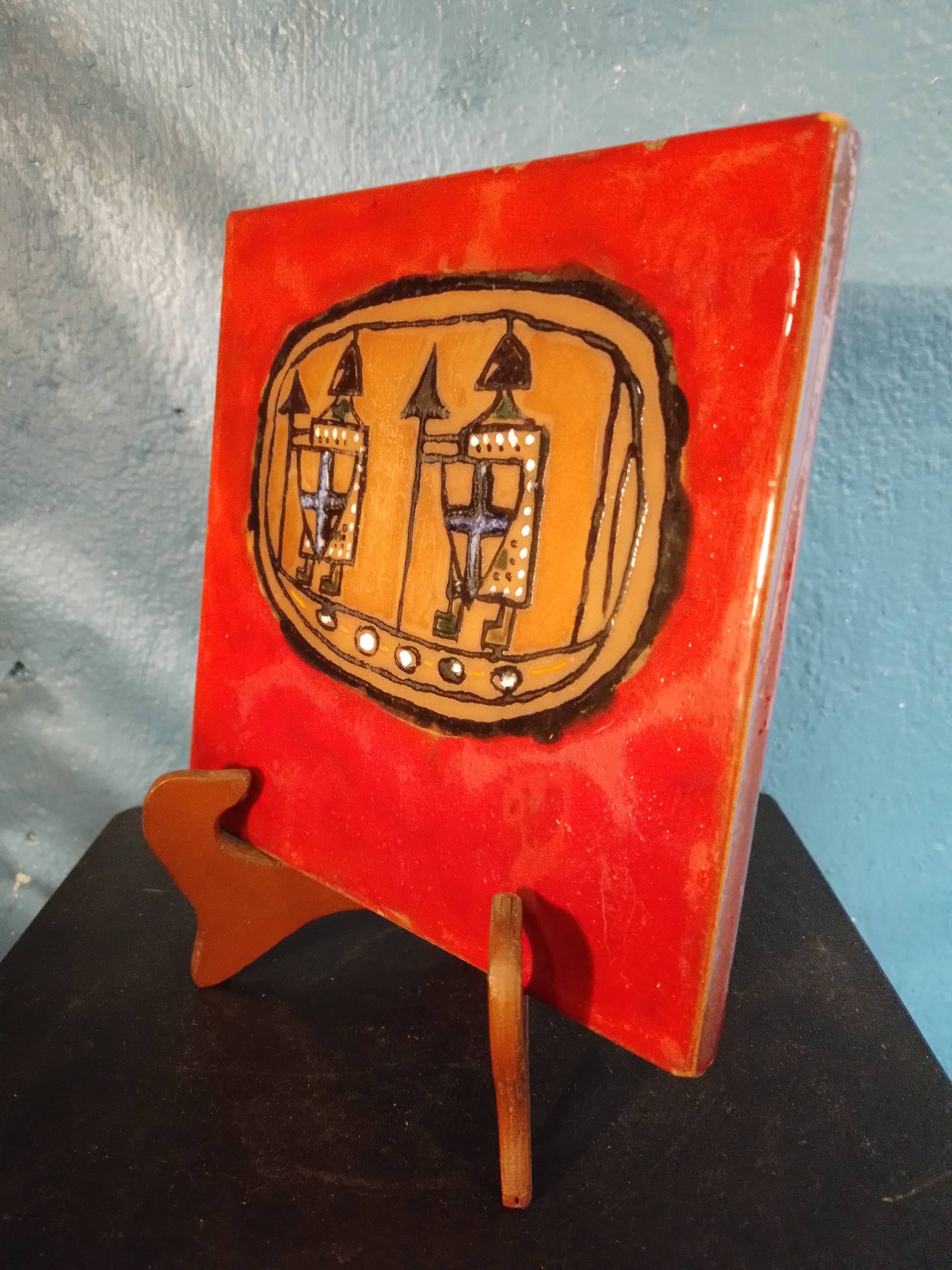 Ceramic tile "Templars" Italy 1960s