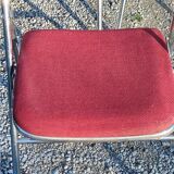 Set de 9 chaises pliantes  des années 70 tweed et métal chromé