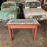 Wooden table with handmade ceramics