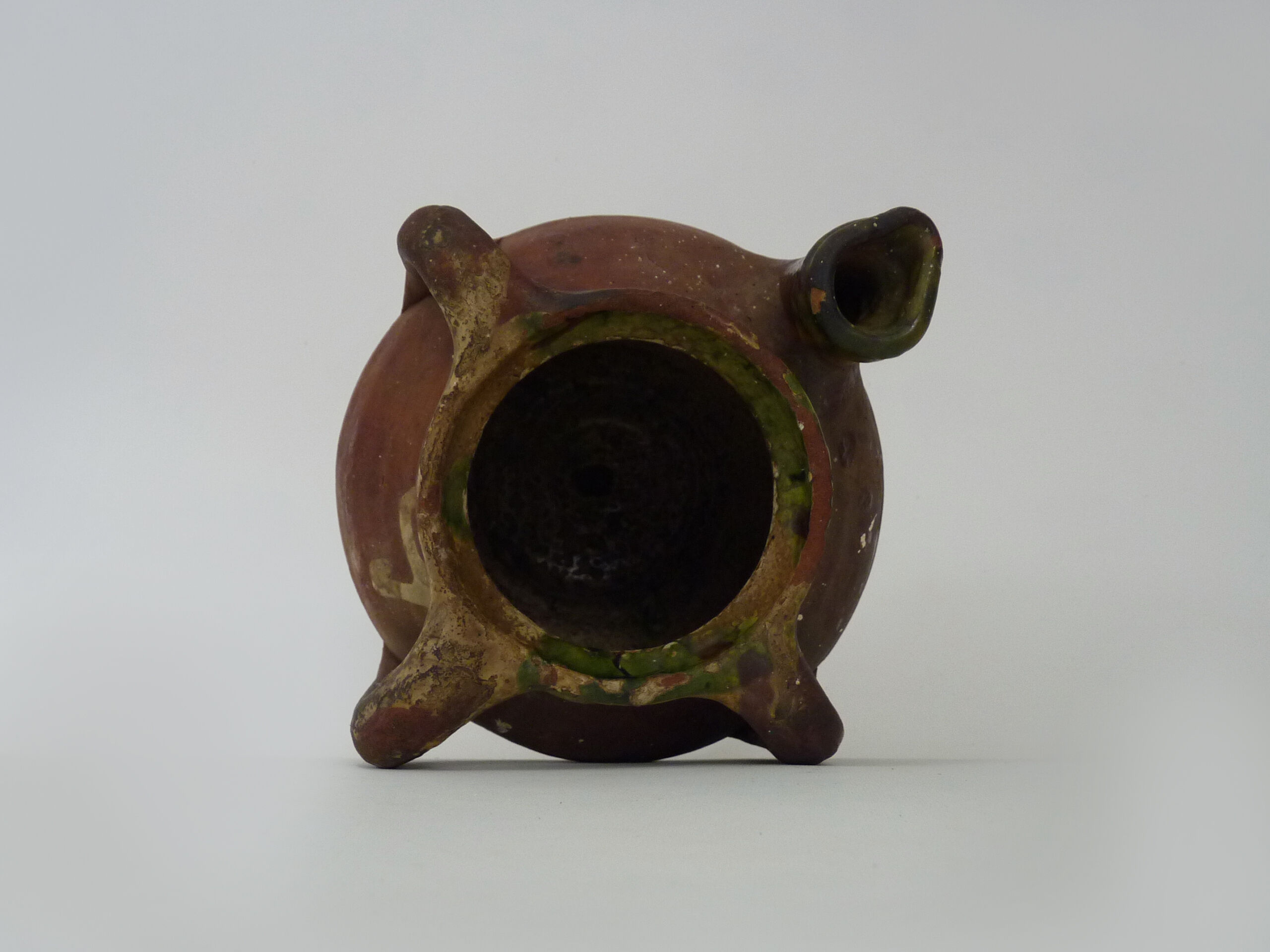 Old oil jug with 3 handles and spout. XIXth