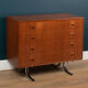 Retro teak 1960s danish chest of drawers on metal legs