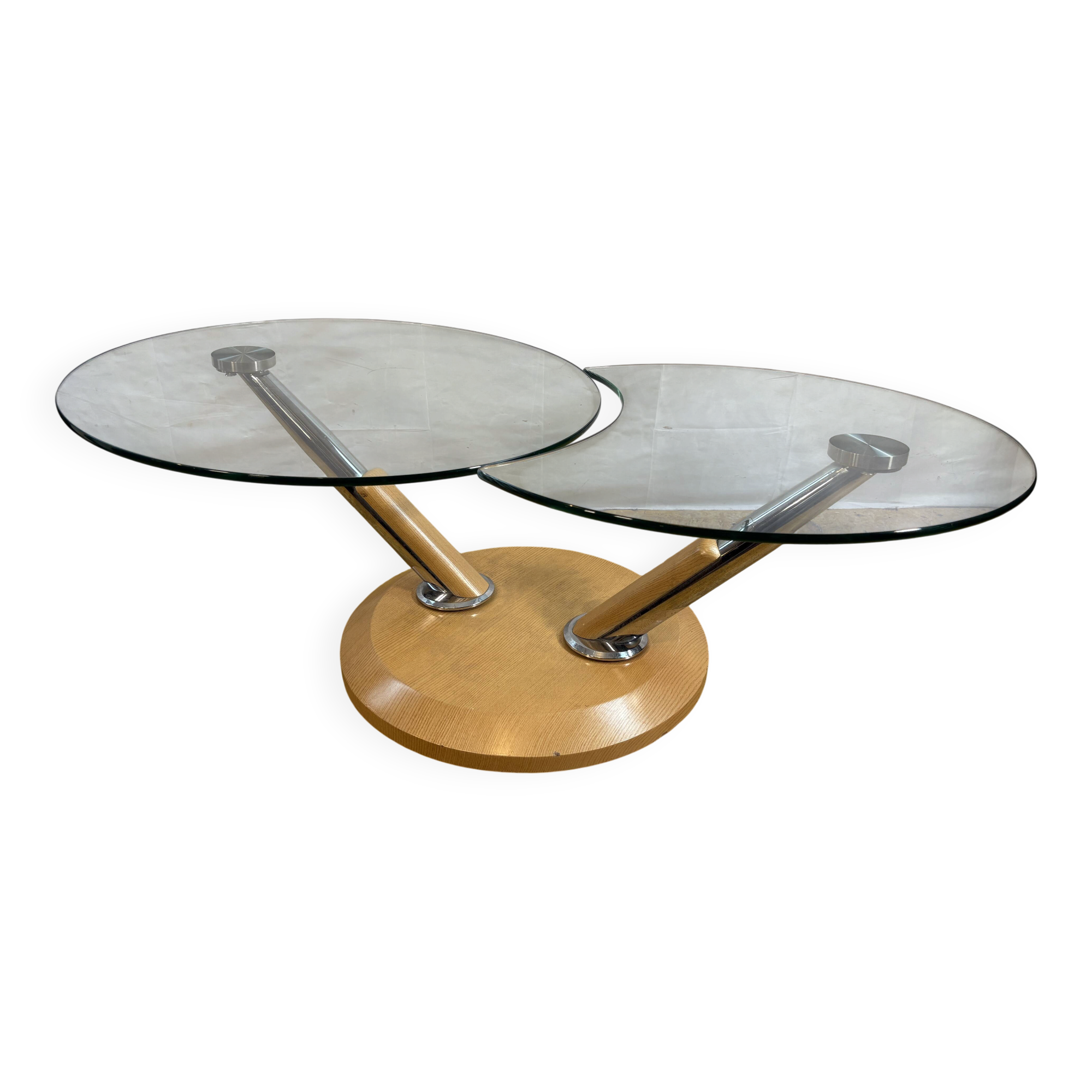 Vintage Tokyo Twist Swivel Coffee Table – Extendable Glass Top Stylish