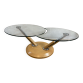 Table basse vintage Tokyo Twist pivotante – Plateau en verre extensible élégant