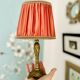 Vintage brass foot lamp with pleated lampshade
