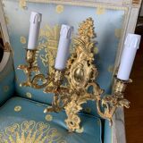 Pair of gilded bronze wall sconces