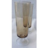 6 smoked glass champagne flutes, 70s