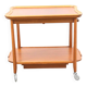 Scandinavian serving table on wheels made of wood and glass, Swedish design 1960.