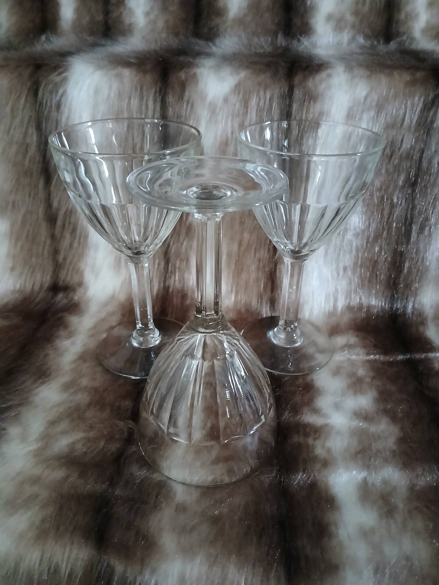 3 vintage stemmed glasses