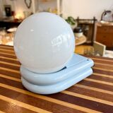 Vintage light blue metal wall lamp with globe