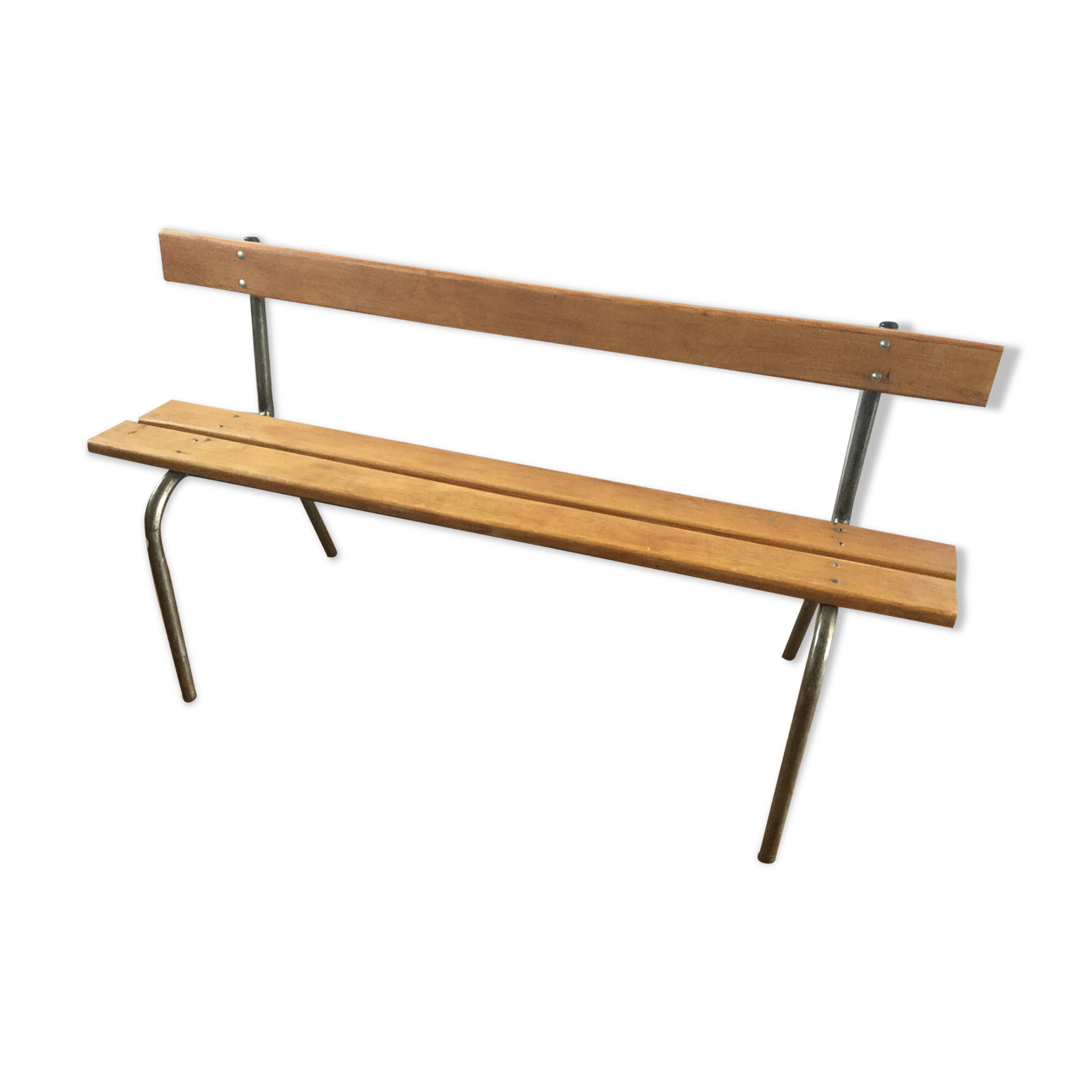 Former school bench with back