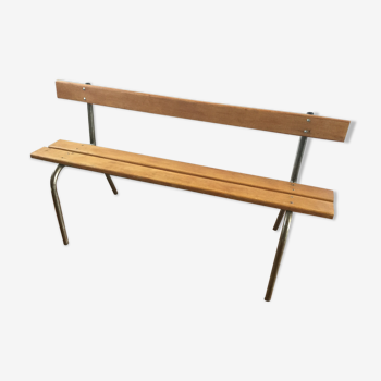 Ancien banc d’ecole avec dossier, hauteur 43 cm