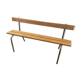 Former school bench with back