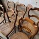 Set of 7 antique chairs canning and wood 1900s