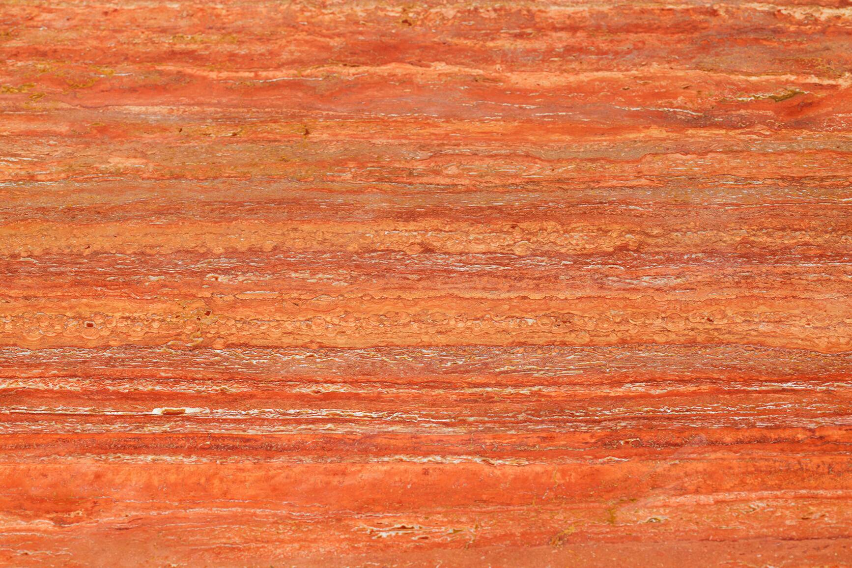 Dining table 'Tobia' in red travertine