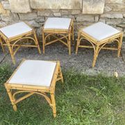 4 tabourets vintage bambou et rotin – années 60/70
