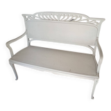 Banc Art Nouveau en bois de style colonial, rénové